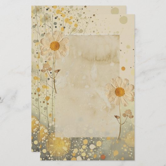 デイジーフローラ押し花 便箋 (正面/裏面)