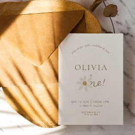 デイジーフローラ最初の誕生日招待状 – 白 招待状