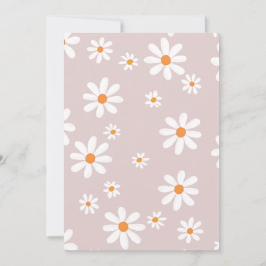 デイジーフローラ水の色ベビーシャワーの招待 招待状 (裏面)