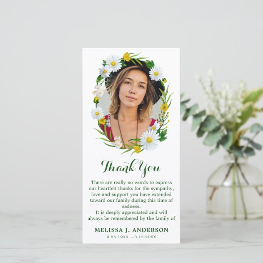 デイジーフローラ記念写真悔やみや弔慰葬儀 サンキューカード (スタンド正面)