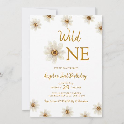 デイジーフローラ誕生日パーティーの招待 招待状 (正面)