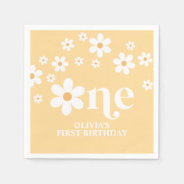 デイジーフローラ1歳の誕生日ナプキン スタンダードカクテルナプキン