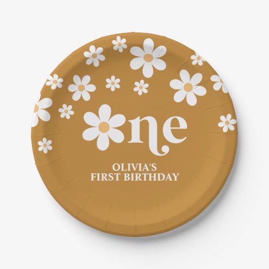 デイジーフローラ1st誕生日紙プレート ペーパープレート (正面)