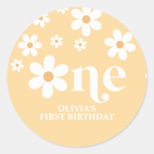デイジーフローラ1st誕生日紙プレート ラウンドシール