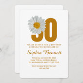 デイジーフローラ90番目の誕生日招待状 招待状 (正面/裏面)