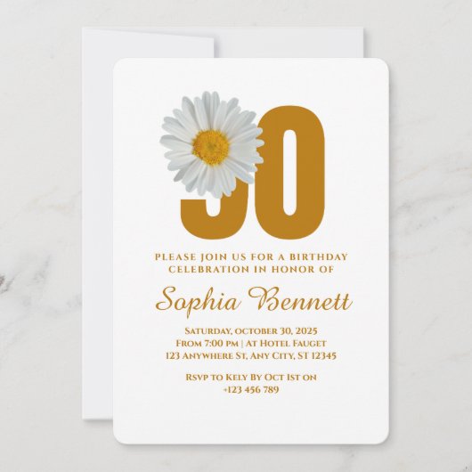 デイジーフローラ90番目の誕生日招待状 招待状 (正面)