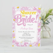 デイジーブライダルシャワー招待ピンクイエローフローラ 招待状 (スタンド正面)