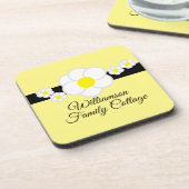 デイジーブラックストライプイエローファエレガントミリコテージ コースター (左側)