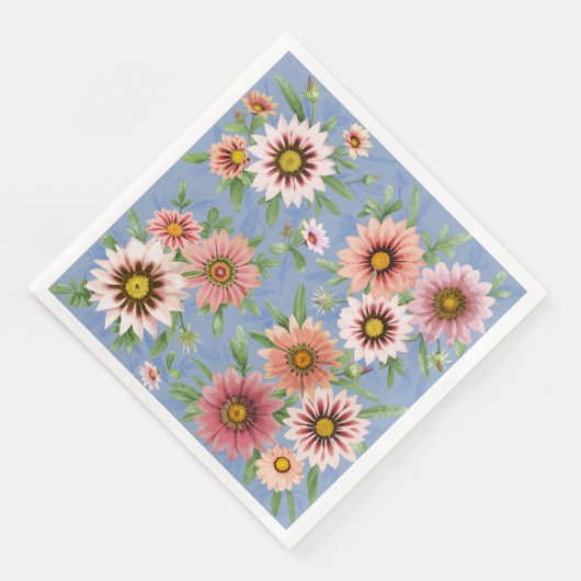 デイジーブルーとピンクのフローラ植物芸術パターン (コーナー)
