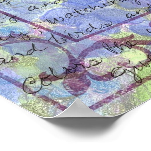 デイジーブルーアジサイ水彩花 ポスター (角)