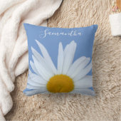 デイジーブルーエレガントホワイトスクリプト クッション (ブランケット)