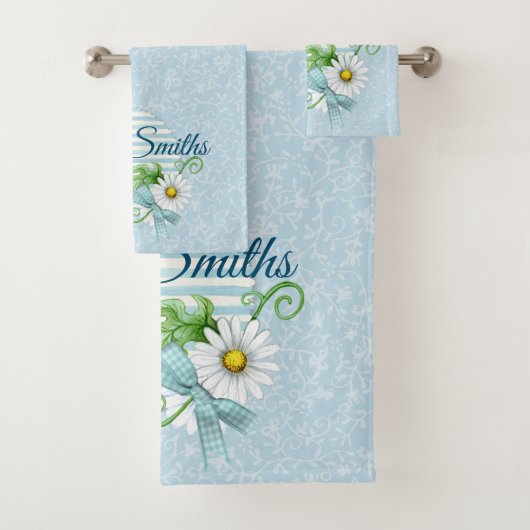 デイジーブルーパッパーソナライズされたチ バスタオルセット (インサイチュ)