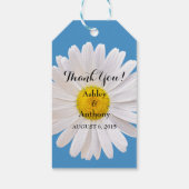 デイジーブルーホワイト結婚ズサンキューメッセージカード ギフトタグ (裏面)