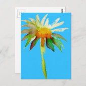 デイジーブルーモダンアートフラワー ポストカード (正面/裏面)