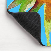 デイジーブルーモダンアートフラワー マウスパッド (コーナー)