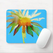 デイジーブルーモダンアートフラワー マウスパッド (マウス)