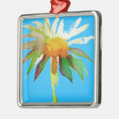 デイジーブルー モダンアート フラワーデザイン メタルオーナメント (左)