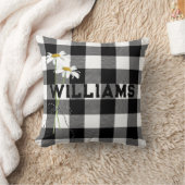 デイジーブーケと名前オンバッファロープレイド クッション (ブランケット)