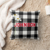 デイジーブーケと名前オンバッファロープレイド クッション (ブランケット)