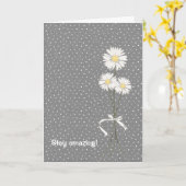 デイジーブーケをピンのドットに カード (黄色い花)