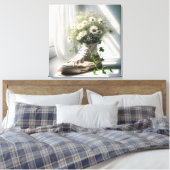 デイジーブーケを白スニーカーに キャンバスプリント (インサイチュ (寝室))