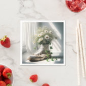 デイジーブーケを白スニーカーに スタンダードカクテルナプキン (インサイチュ)