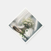 デイジーブーケを白スニーカーに スタンダードカクテルナプキン (角)