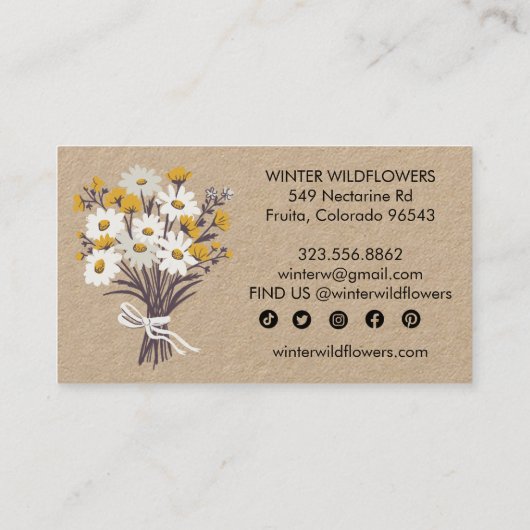 デイジーブーケエレガントサ魅力的ーシャルアイコンクラフト 名刺 (裏面)