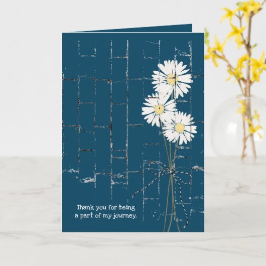 デイジーブーケオンブルーブリッ感謝していクユー カード (黄色い花)