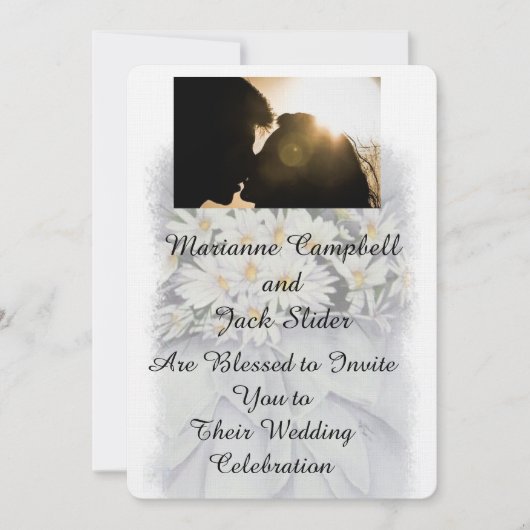 デイジーブーケカスタマイズ結婚式招待状 招待状 (正面)