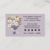 デイジーブーケハウスクリーニングサービスソーシャルアイコン 名刺 (裏面)