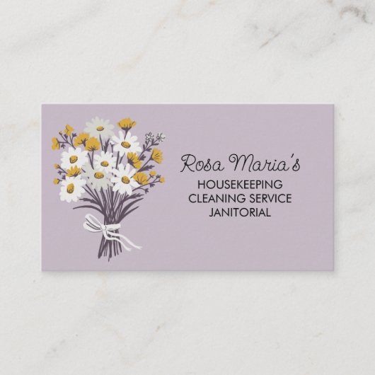 デイジーブーケハウスクリーニングサービスソーシャルアイコン 名刺 (正面)