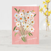 デイジーブーケハンドグー色彩の鮮やかアッシュおめでとう カード (黄色い花)