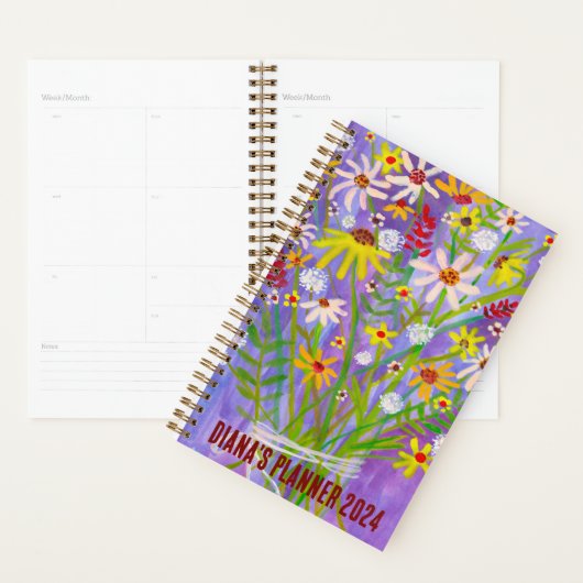 デイジーブーケフラワーズ開花フローラ紫カスタム色 プランナー手帳 (ディスプレー)