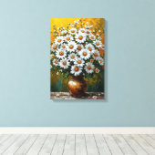 デイジーブーケフローラアート楽しいインテリア キャンバスプリント (インサイチュ (ウッドフロア))