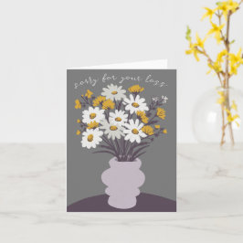 デイジーブーケ花瓶の哀悼の意を表す カード