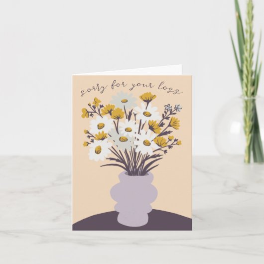 デイジーブーケ花瓶の哀悼の意を表す カード (正面)