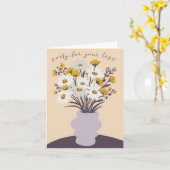 デイジーブーケ花瓶の哀悼の意を表す カード (黄色い花)