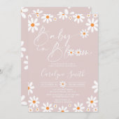 デイジーベビーイン開花ガールベビーシャワー招待状 招待状 (正面/裏面)