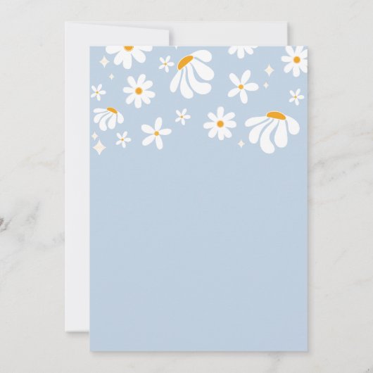 デイジーベビーイン開花シンプルボーイベビーシャワー 招待状 (裏面)
