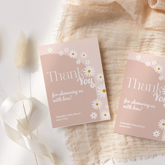 デイジーベビーイン開花ボホガールベビーシャワー サンキューカード