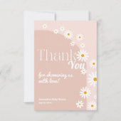 デイジーベビーイン開花ボホガールベビーシャワー サンキューカード (正面)