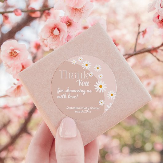 デイジーベビーイン開花ボホガールベビーシャワー ラウンドシール