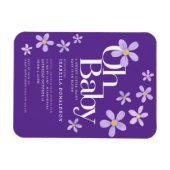 デイジーベビーシャワーああベビー紫招待状 マグネット (横)