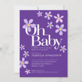 デイジーベビーシャワーああベビー紫招待状 招待状 (正面)