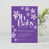 デイジーベビーシャワーああベビー紫招待状 招待状 (スタンド正面)