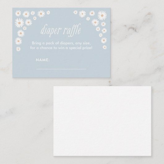 デイジーベビーシャワーおむつラッフルチケット エンクロージャーカード (正面/裏面)