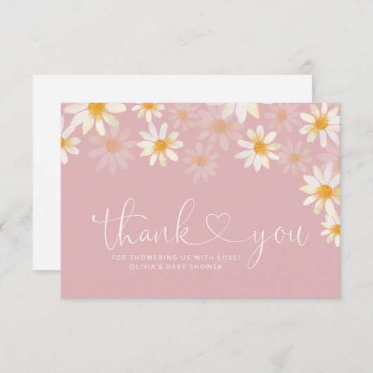 デイジーベビーシャワーサンキューカード サンキューカード (正面/裏面)