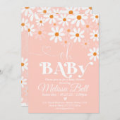 デイジーベビーシャワー招待状ボホレトロデイジーHipp 招待状 (正面/裏面)