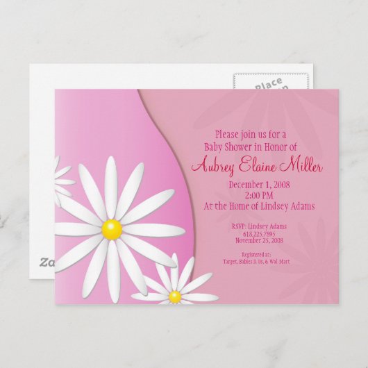デイジーベビーシャワー招待状 インビテーションポストカード (正面/裏面)